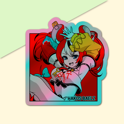 Hakos Baelz Sticker, Hakos Baelz Stickers, Kiss Cut Stickers 3"x3", Hakos Baelz Stickers, Stationery Stickers, Hololive Merch, Hakos Baelz merch