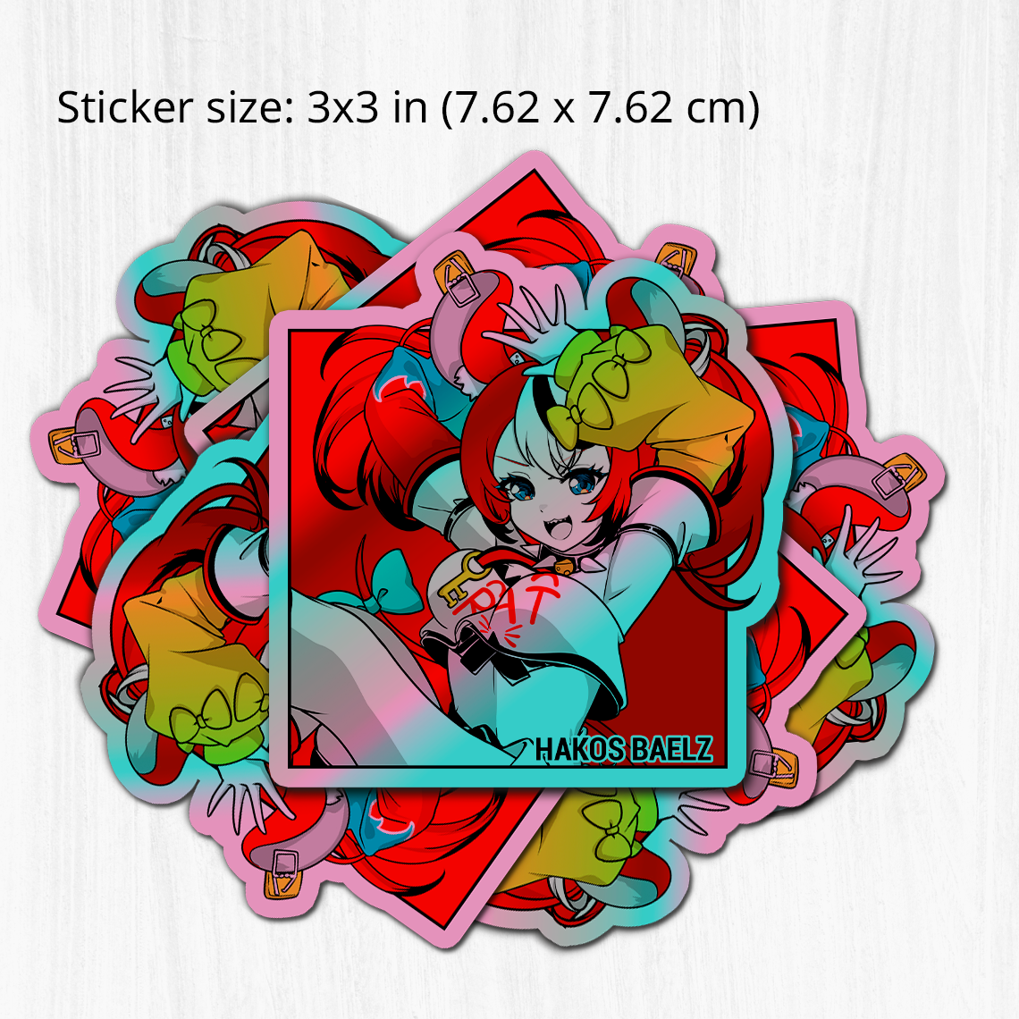 Hakos Baelz Sticker, Hakos Baelz Stickers, Kiss Cut Stickers 3"x3", Hakos Baelz Stickers, Stationery Stickers, Hololive Merch, Hakos Baelz merch