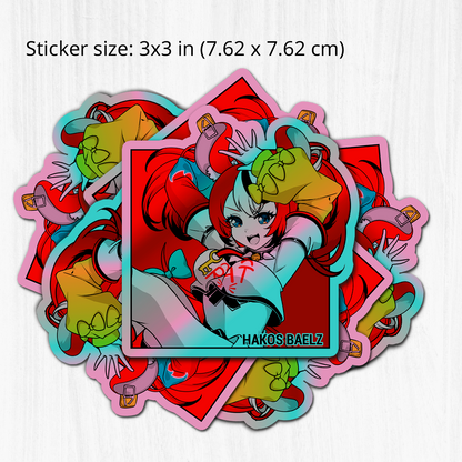 Hakos Baelz Sticker, Hakos Baelz Stickers, Kiss Cut Stickers 3"x3", Hakos Baelz Stickers, Stationery Stickers, Hololive Merch, Hakos Baelz merch
