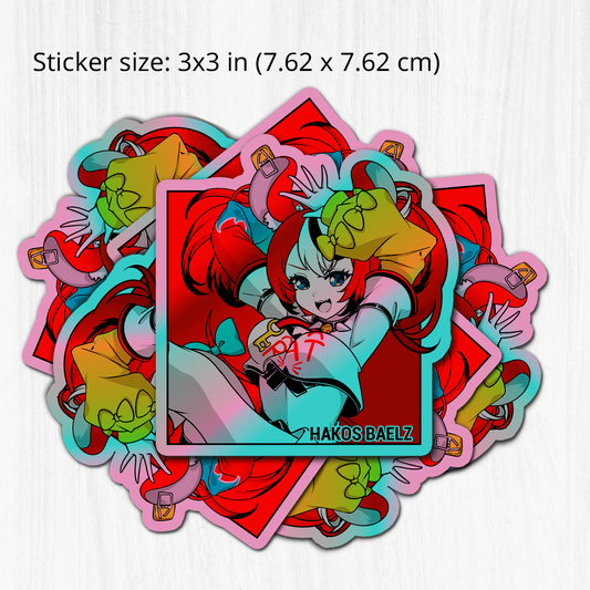 Hakos Baelz Sticker, Hakos Baelz Stickers, Kiss Cut Stickers 3"x3", Hakos Baelz Stickers, Stationery Stickers, Hololive Merch, Hakos Baelz merch