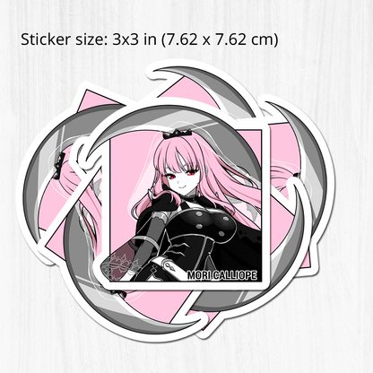 Mori Calliope Sticker, Mori Calliope Stickers, Kiss Cut Stickers 3"x3", Mori Calliope Stickers, Stationery Stickers, Hololive Merch, Mori Calliope merch