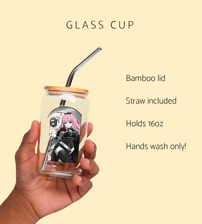Mori Calliope Maid Glass Tumbler With Straw And Lid Vtuber Waifu Cup Beer Can Iced Coffee Glass Mori Calliope Cup Hololive Glass Waifu Cup