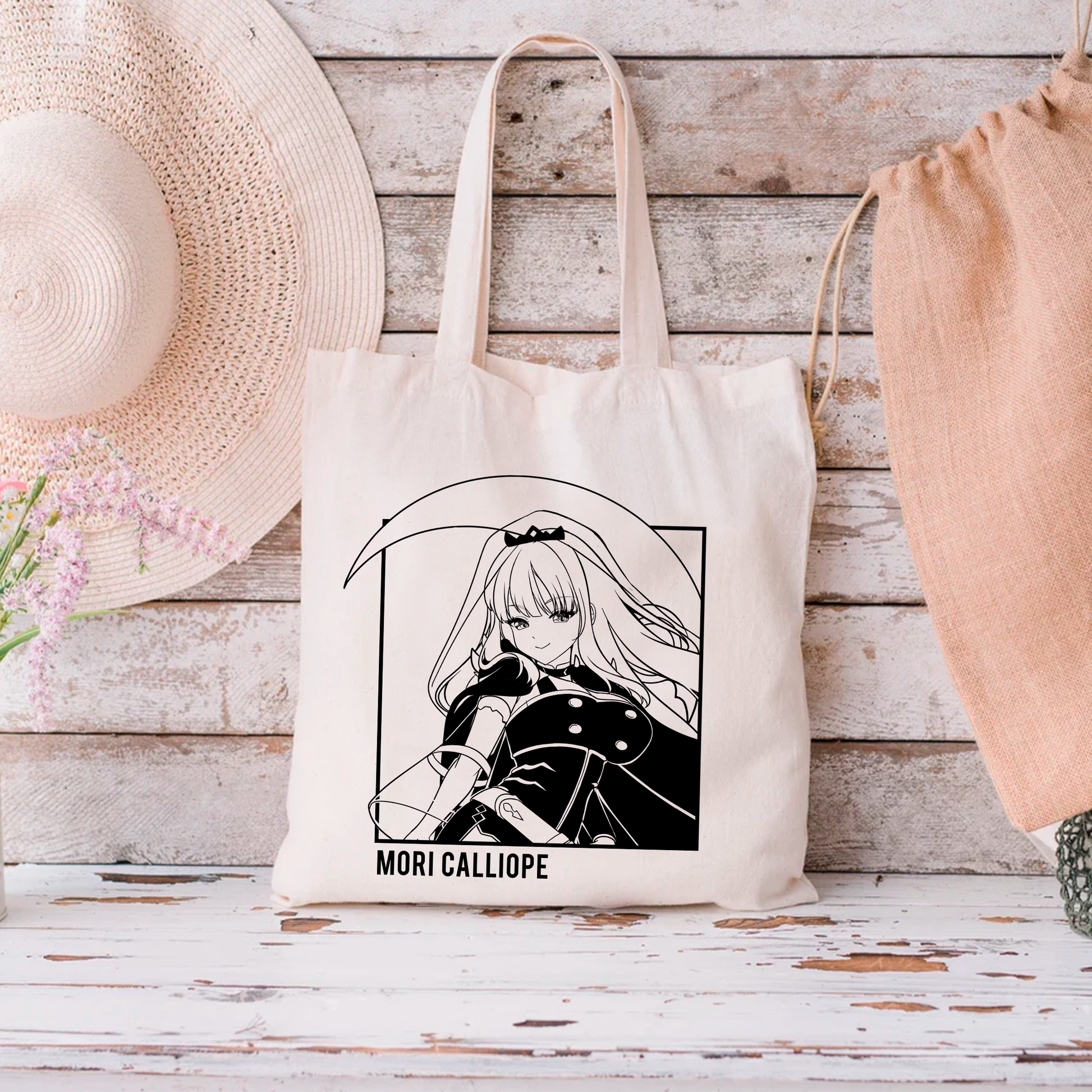 Mori Calliope Tote Bag Vtuber Tote Bag Mori Calliope Fan Merch Cotton Canvas Tote Bag Eco Mori Calliope Tote Bag Sustainable Bag Kawaii Tote Bag hololive merch