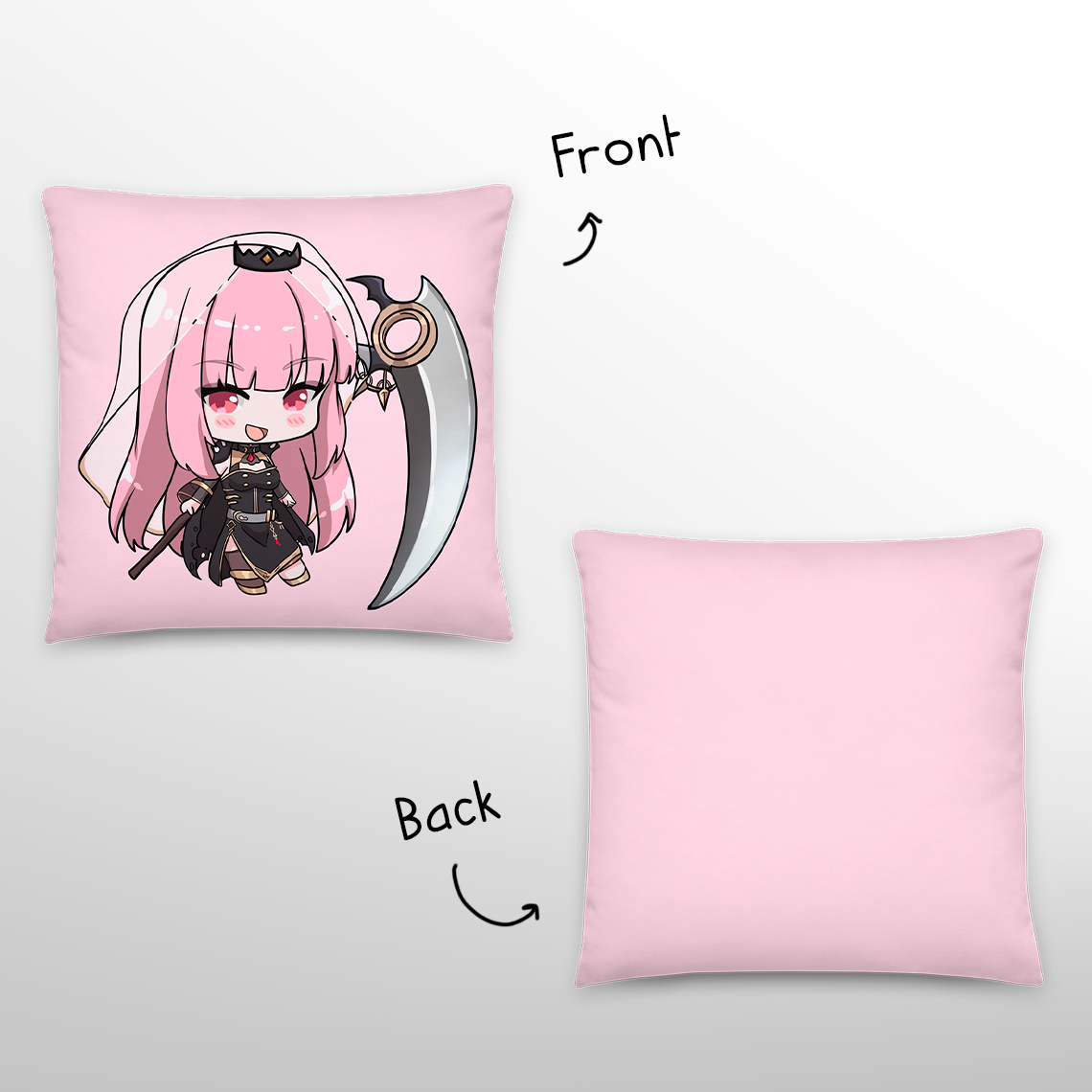 Mori Calliope Throw Pillow, Vtuber Throw Pillows, Gift for Vtuber Fan, Mori Calliope Throw Pillow, Decorative Pillow, Hololive Merch