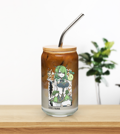 Ceres Fauna Glass Tumbler With Straw And Lid Vtuber Waifu Cup Beer Can Iced Coffee Glass Ceres Fauna Cup Hololive Glass Waifu Cup