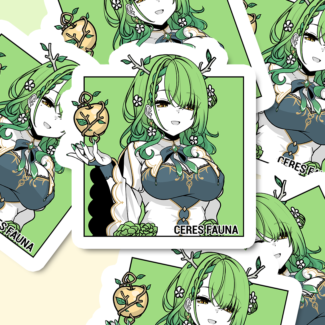Ceres Fauna Sticker, Ceres Fauna Stickers, Kiss Cut Stickers 3"x3", Ceres Fauna Stickers, Stationery Stickers, Hololive Merch, Ceres Fauna merch