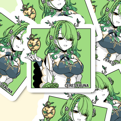 Ceres Fauna Sticker, Ceres Fauna Stickers, Kiss Cut Stickers 3"x3", Ceres Fauna Stickers, Stationery Stickers, Hololive Merch, Ceres Fauna merch