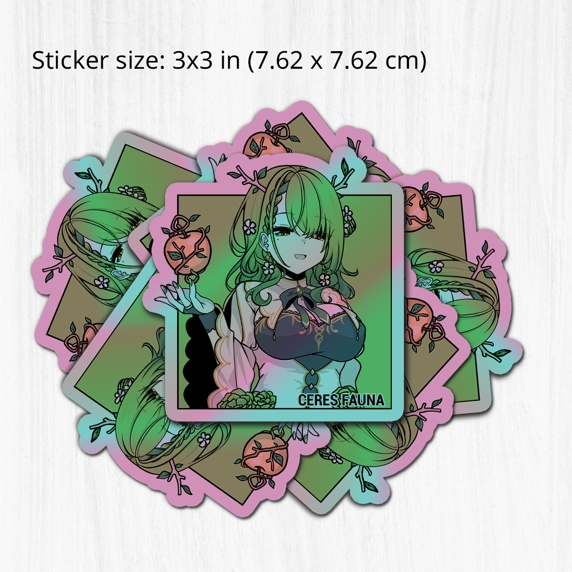 Ceres Fauna Sticker, Ceres Fauna Stickers, Kiss Cut Stickers 3"x3", Ceres Fauna Stickers, Stationery Stickers, Hololive Merch, Ceres Fauna merch