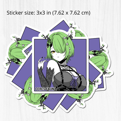 Goth Ceres Fauna Sticker, Goth Ceres Fauna Stickers, Kiss Cut Stickers 3"x3", Goth Ceres Fauna Stickers, Stationery Stickers, Hololive Merch, Goth Ceres Fauna merch