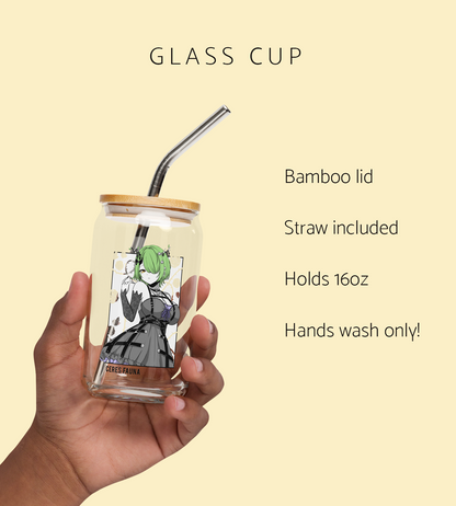 Goth Ceres Fauna Glass Tumbler With Straw And Lid Vtuber Waifu Cup Beer Can Iced Coffee Glass Goth Ceres Fauna Cup Hololive Glass Waifu Cup