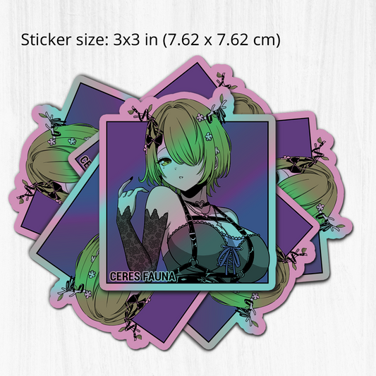 Goth Ceres Fauna Sticker, Goth Ceres Fauna Stickers, Kiss Cut Stickers 3"x3", Goth Ceres Fauna Stickers, Stationery Stickers, Hololive Merch, Goth Ceres Fauna merch