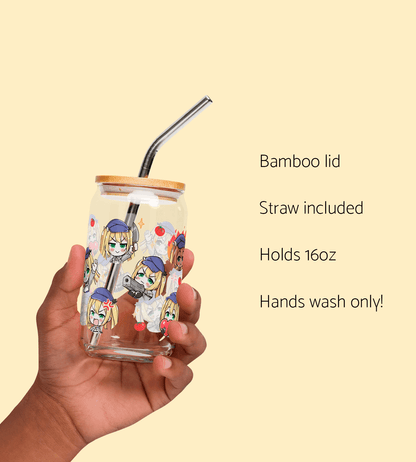 Dokibird Glass Tumbler With Straw And Lid Vtuber Waifu Cup Beer Can Iced Coffee Glass Dokibird Cup Dokibird Glass Waifu Cup