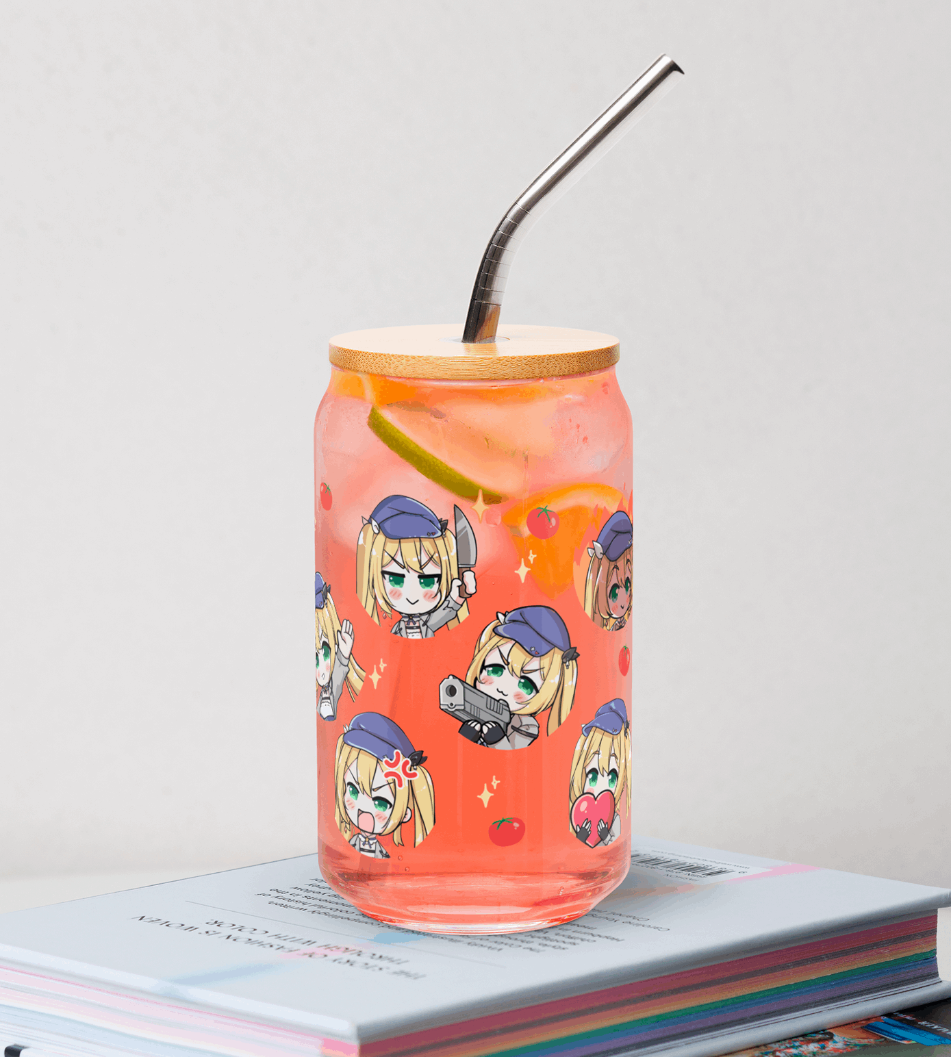 Dokibird Glass Tumbler With Straw And Lid Vtuber Waifu Cup Beer Can Iced Coffee Glass Dokibird Cup Dokibird Glass Waifu Cup