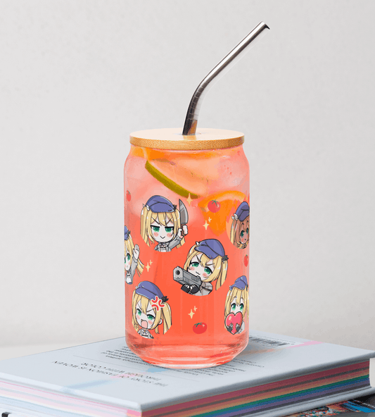 Dokibird Glass Tumbler With Straw And Lid Vtuber Waifu Cup Beer Can Iced Coffee Glass Dokibird Cup Dokibird Glass Waifu Cup