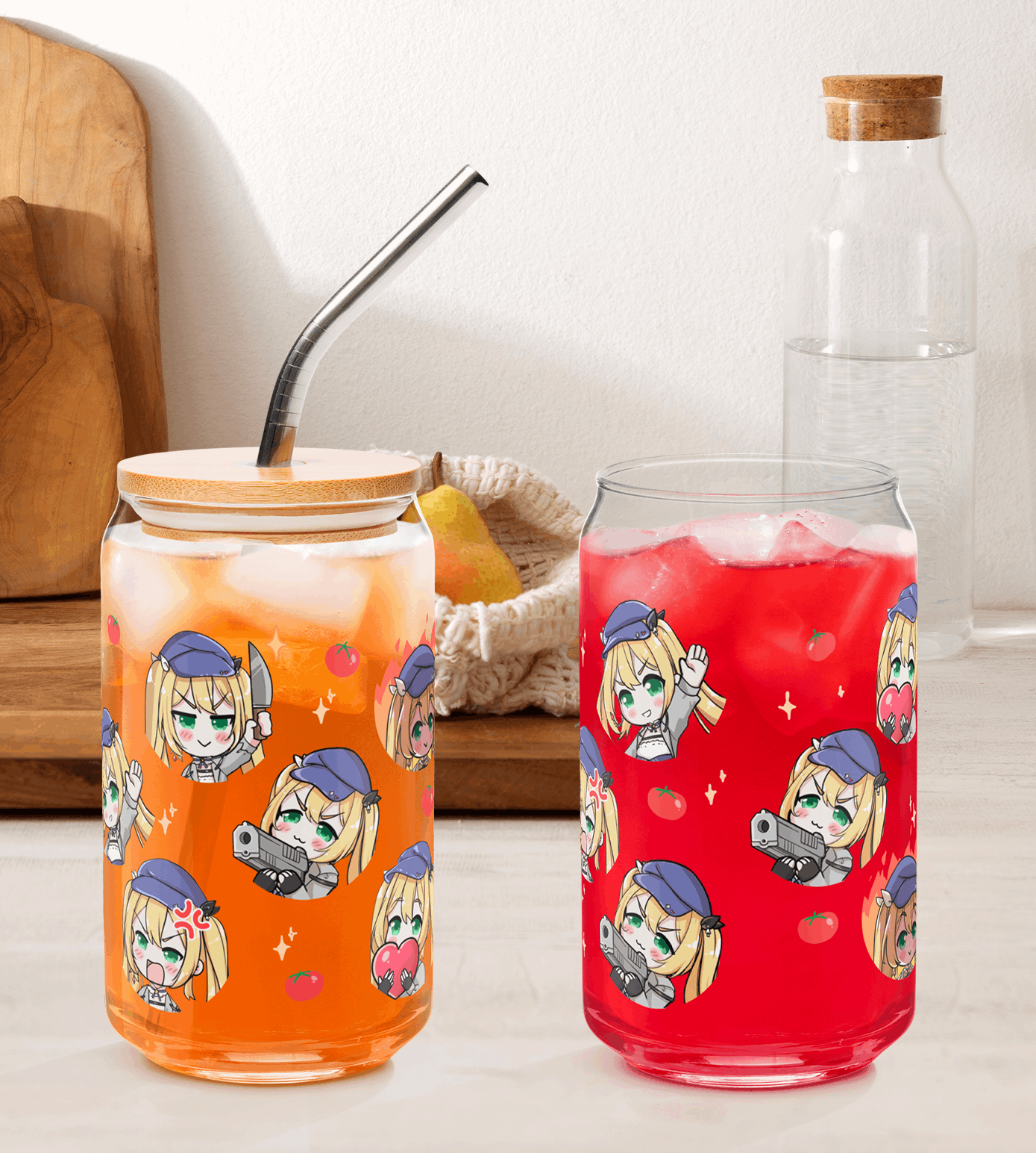 Dokibird Glass Tumbler With Straw And Lid Vtuber Waifu Cup Beer Can Iced Coffee Glass Dokibird Cup Dokibird Glass Waifu Cup