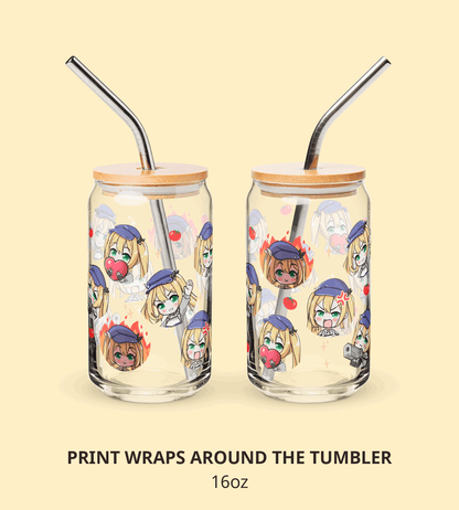 Dokibird Glass Tumbler With Straw And Lid Vtuber Waifu Cup Beer Can Iced Coffee Glass Dokibird Cup Dokibird Glass Waifu Cup