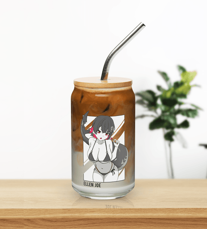 Ellen Joe Zenless Zone Zero Glass Tumbler With Straw And Lid Waifu Cup Beer Can Iced Coffee Glass Ellen Joe Zenless Zone Zero Cup Ellen Joe Glass Waifu Cup