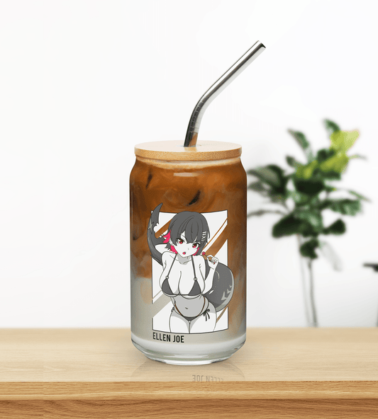 Ellen Joe Zenless Zone Zero Glass Tumbler With Straw And Lid Waifu Cup Beer Can Iced Coffee Glass Ellen Joe Zenless Zone Zero Cup Ellen Joe Glass Waifu Cup
