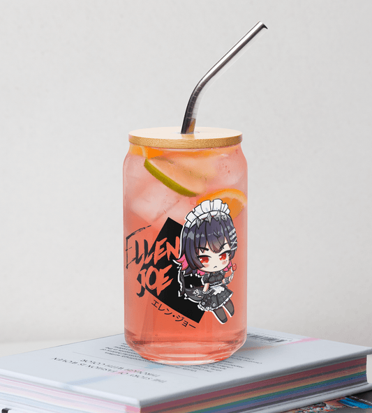 Ellen Joe Zenless Zone Zero Glass Tumbler With Straw And Lid Waifu Cup Beer Can Iced Coffee Glass Ellen Joe Zenless Zone Zero Cup Ellen Joe Glass Waifu Cup