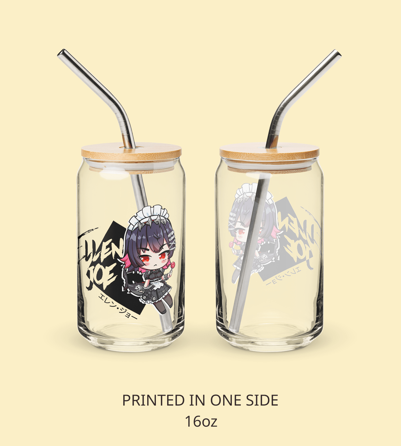 Ellen Joe Zenless Zone Zero Glass Tumbler With Straw And Lid Waifu Cup Beer Can Iced Coffee Glass Ellen Joe Zenless Zone Zero Cup Ellen Joe Glass Waifu Cup