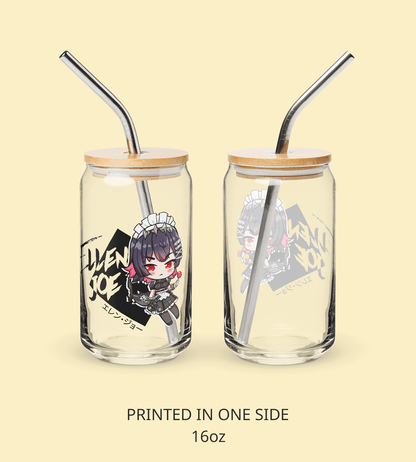 Ellen Joe Zenless Zone Zero Glass Tumbler With Straw And Lid Waifu Cup Beer Can Iced Coffee Glass Ellen Joe Zenless Zone Zero Cup Ellen Joe Glass Waifu Cup
