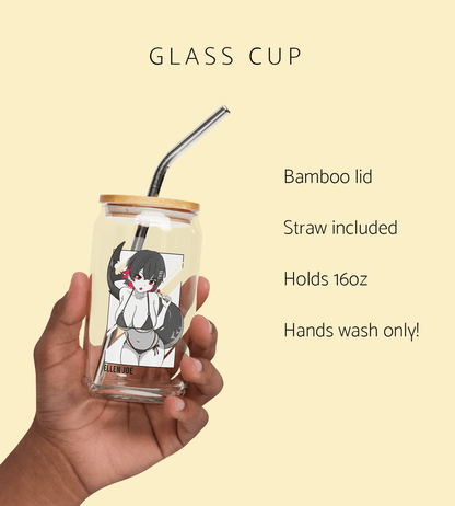 Ellen Joe Zenless Zone Zero Glass Tumbler With Straw And Lid Waifu Cup Beer Can Iced Coffee Glass Ellen Joe Zenless Zone Zero Cup Ellen Joe Glass Waifu Cup