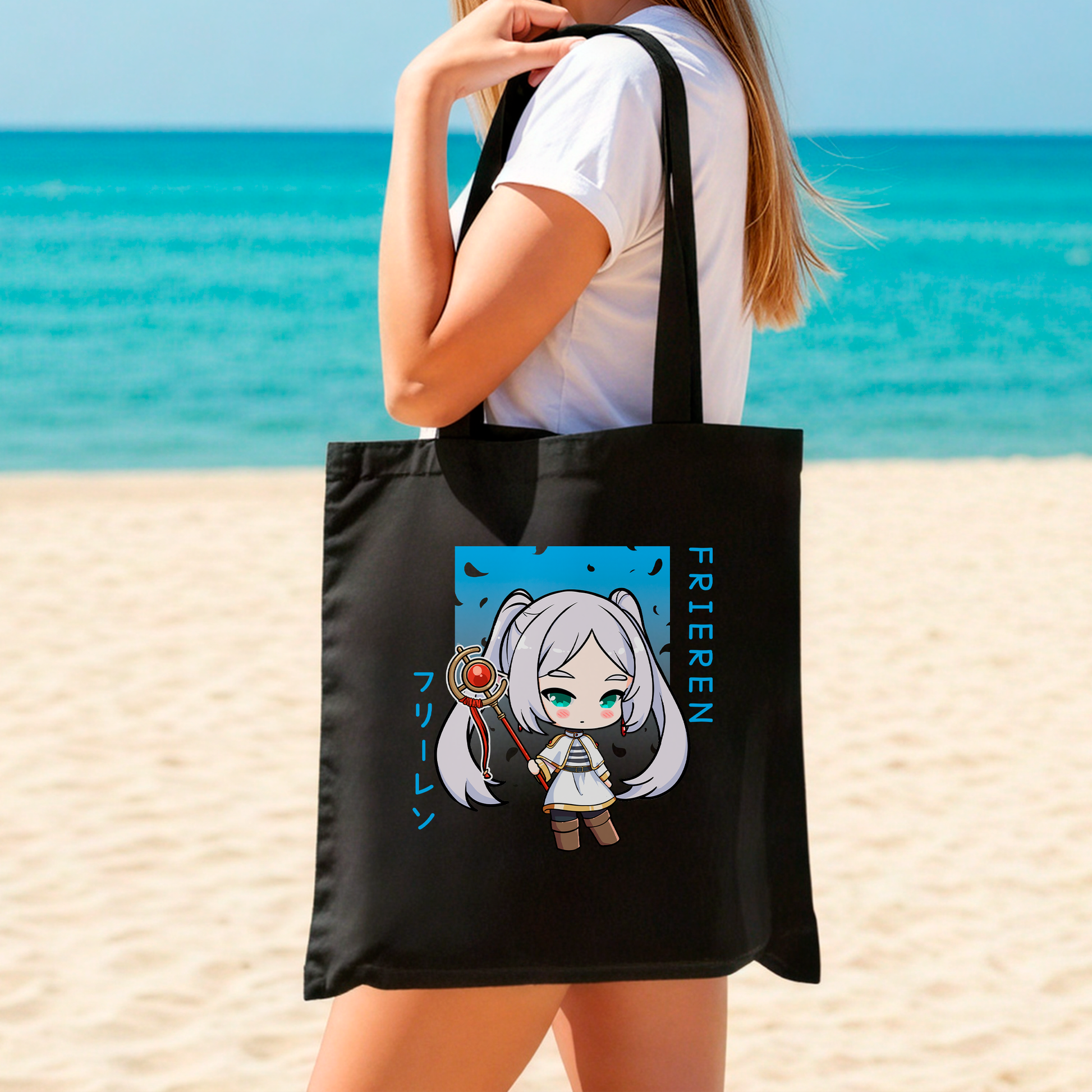 Frieren Tote Bag Anime Tote Bag Frieren: Beyond Journey's End Fan Merch Cotton Canvas Tote Bag Eco Tote Bag Sustainable Bag Kawaii Tote Bag Sōsō no Frieren merch