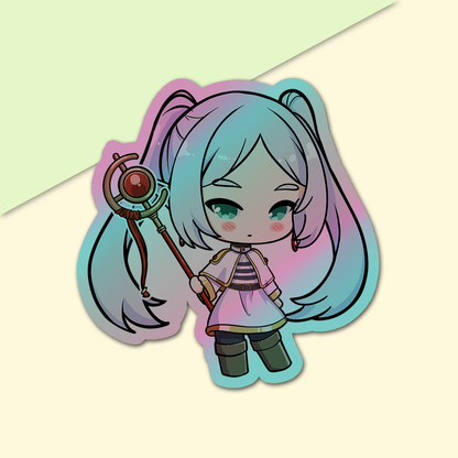 Frieren holographic Sticker, Anime Stickers, Kiss Cut Stickers 3"x3", Sōsō no Frieren Stickers, Frieren: Beyond Journey's End Stickers, Stationery Stickers, Frieren Merch, Anime stickers