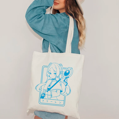 Frieren Tote Bag Anime Tote Bag Frieren: Beyond Journey's End Fan Merch Cotton Canvas Tote Bag Eco Tote Bag Sustainable Bag Kawaii Tote Bag Sōsō no Frieren merch