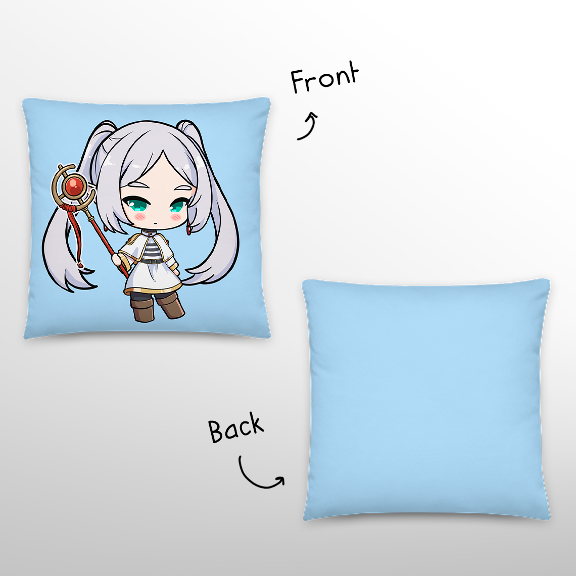 Frieren Throw Pillow, Vtuber Throw Pillows, Gift for Frieren Fan, Anime Throw Pillow, Decorative Pillow, Frieren Merch