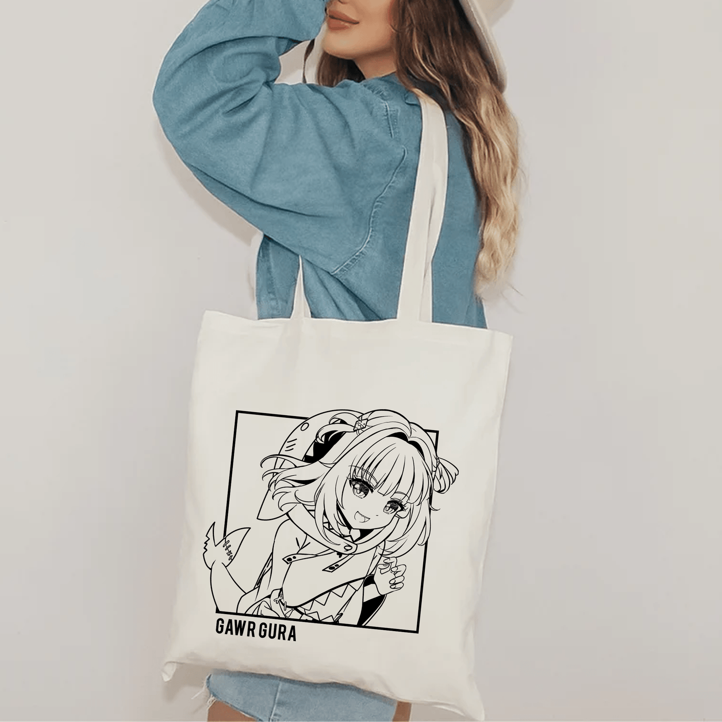 Gawr Gura Tote Bag Vtuber Tote Bag Hololive Fan Merch Cotton Canvas Tote Bag Eco Tote Bag Sustainable Bag Kawaii Tote Bag Hololive Gawr Gura merch