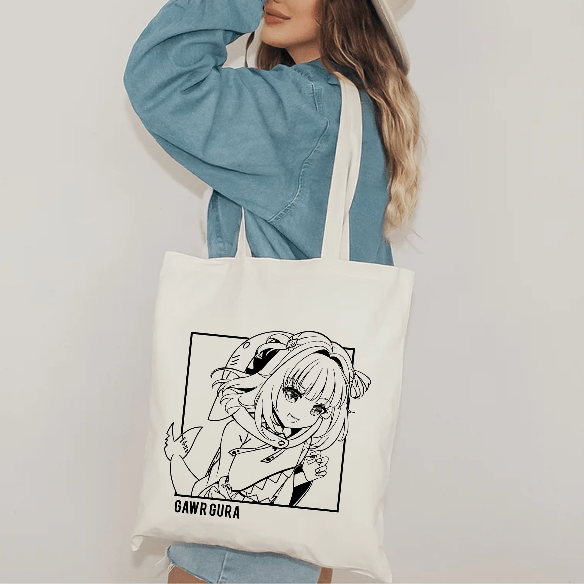 Gawr Gura Tote Bag Vtuber Tote Bag Hololive Fan Merch Cotton Canvas Tote Bag Eco Tote Bag Sustainable Bag Kawaii Tote Bag Hololive Gawr Gura merch