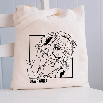 Gawr Gura Tote Bag Vtuber Tote Bag Hololive Fan Merch Cotton Canvas Tote Bag Eco Tote Bag Sustainable Bag Kawaii Tote Bag Hololive Gawr Gura merch