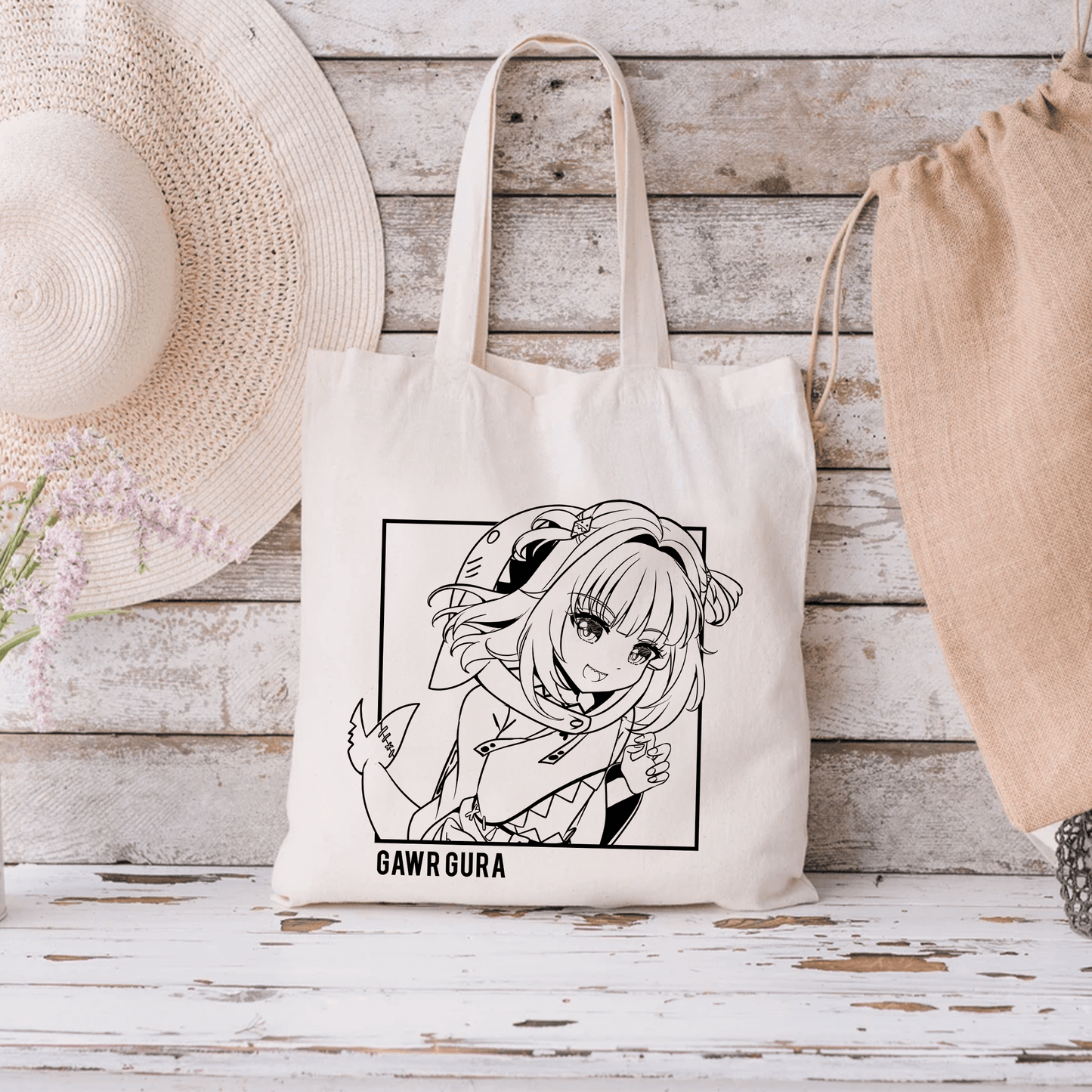 Gawr Gura Tote Bag Vtuber Tote Bag Hololive Fan Merch Cotton Canvas Tote Bag Eco Tote Bag Sustainable Bag Kawaii Tote Bag Hololive Gawr Gura merch
