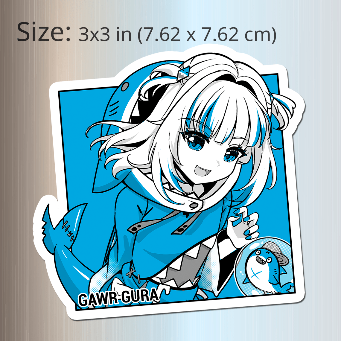 Gawr Gura Fridge Magnet Die Cut Vtuber Magnets 3″ × 3″ Vtuber Merch Hololive Merch Gawr Gura Fan Vtuber Fan Vtuber Magnet