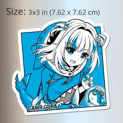 Gawr Gura Fridge Magnet Die Cut Vtuber Magnets 3″ × 3″ Vtuber Merch Hololive Merch Gawr Gura Fan Vtuber Fan Vtuber Magnet