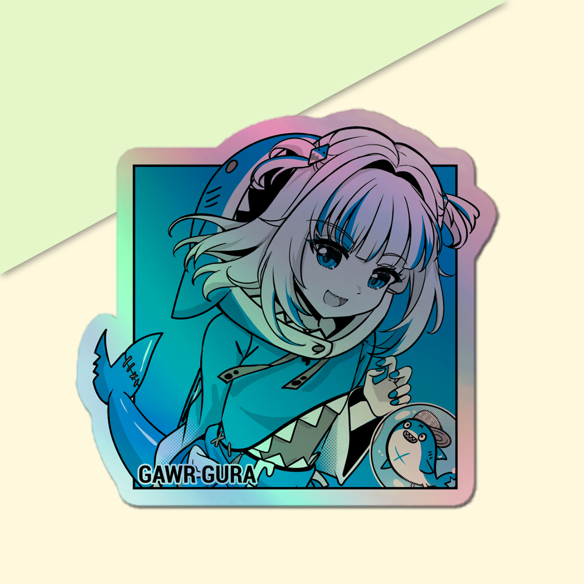 Gawr Gura Holographic stickers Vtuber Stickers Kiss Cut Stickers 3"x3" Hololive Stickers Stationery Stickers Gawr Gura Vtuber merch