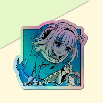 Gawr Gura Holographic stickers Vtuber Stickers Kiss Cut Stickers 3"x3" Hololive Stickers Stationery Stickers Gawr Gura Vtuber merch