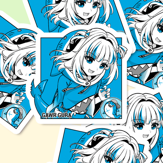 Gawr Gura Stickers Vtuber Stickers Kiss Cut Stickers 3"x3" kawaii Stickers Stationery Stickers Hololive Vtuber merch Gawr Gura Merch