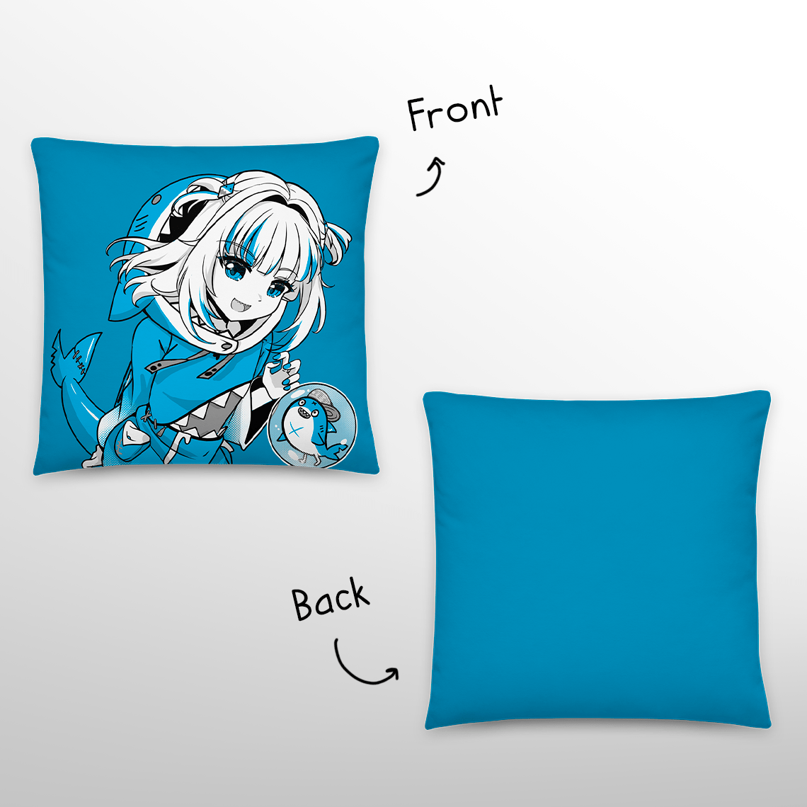 Hololive Gawr Gura Throw Pillow, Vtuber Throw Pillows, Gift for Vtuber Fan, Gawr Gura Throw Pillow, Decorative Pillow, Gawr Gura Merch