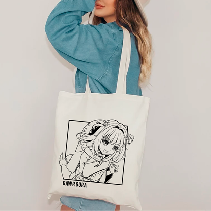 Gawr Gura Tote Bag Vtuber Tote Bag Hololive Fan Merch Cotton Canvas Tote Bag Eco Tote Bag Sustainable Bag Kawaii Tote Bag Hololive Gawr Gura merch