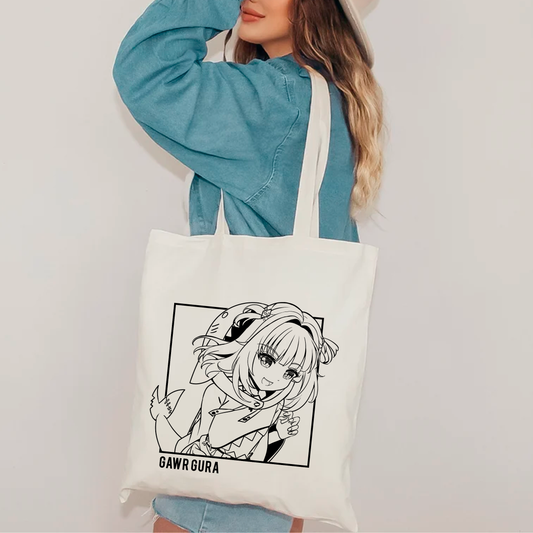 Gawr Gura Tote Bag Vtuber Tote Bag Hololive Fan Merch Cotton Canvas Tote Bag Eco Tote Bag Sustainable Bag Kawaii Tote Bag Hololive Gawr Gura merch