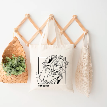 Gawr Gura Tote Bag Vtuber Tote Bag Hololive Fan Merch Cotton Canvas Tote Bag Eco Tote Bag Sustainable Bag Kawaii Tote Bag Hololive Gawr Gura merch