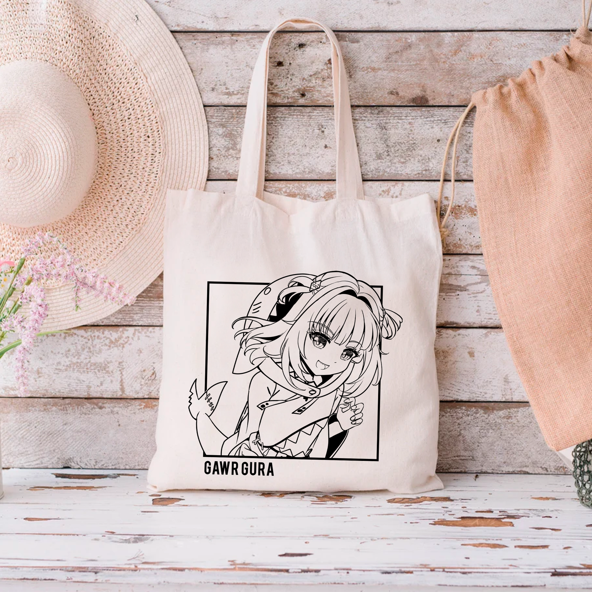 Gawr Gura Tote Bag Vtuber Tote Bag Hololive Fan Merch Cotton Canvas Tote Bag Eco Tote Bag Sustainable Bag Kawaii Tote Bag Hololive Gawr Gura merch
