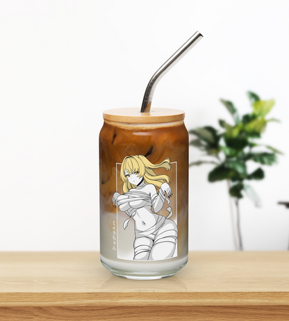 Mummy Girl  Glass Tumbler With Straw And Lid Halloween Anime Waifu Cup Beer Can Iced Coffee Glass Halloween Cup Anime Glass Waifu Cup Orihime Studio Merch