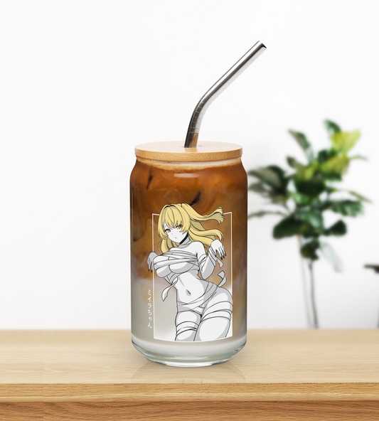 Mummy Girl  Glass Tumbler With Straw And Lid Halloween Anime Waifu Cup Beer Can Iced Coffee Glass Halloween Cup Anime Glass Waifu Cup Orihime Studio Merch