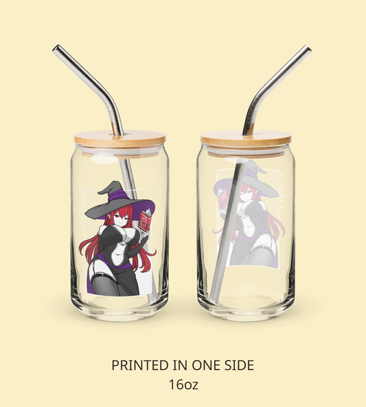 Witch Girl  Glass Tumbler With Straw And Lid Halloween Anime Waifu Cup Beer Can Iced Coffee Glass Halloween Cup Anime Glass Waifu Cup Orihime Studio Merch
