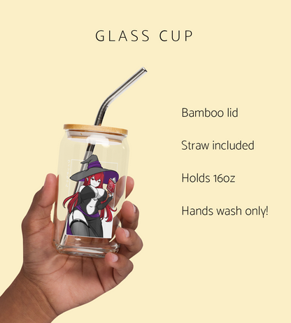 Witch Girl  Glass Tumbler With Straw And Lid Halloween Anime Waifu Cup Beer Can Iced Coffee Glass Halloween Cup Anime Glass Waifu Cup Orihime Studio Merch