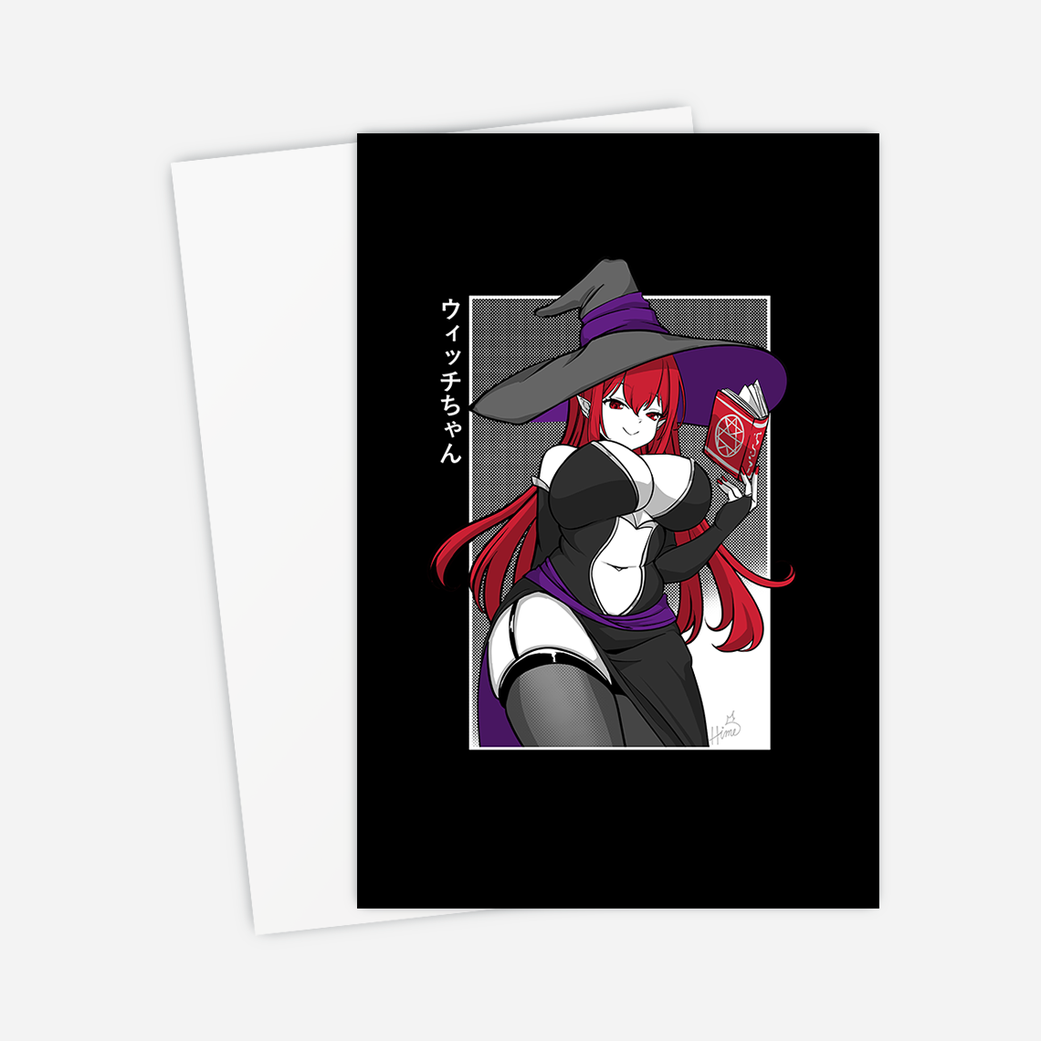 Witch Girl Postcard Halloween mini Poster Gift for Game Fan Anime Waifu Postcard Cool Anime-Inspired stationary Waifu mini Poster Orihime Studio Merch