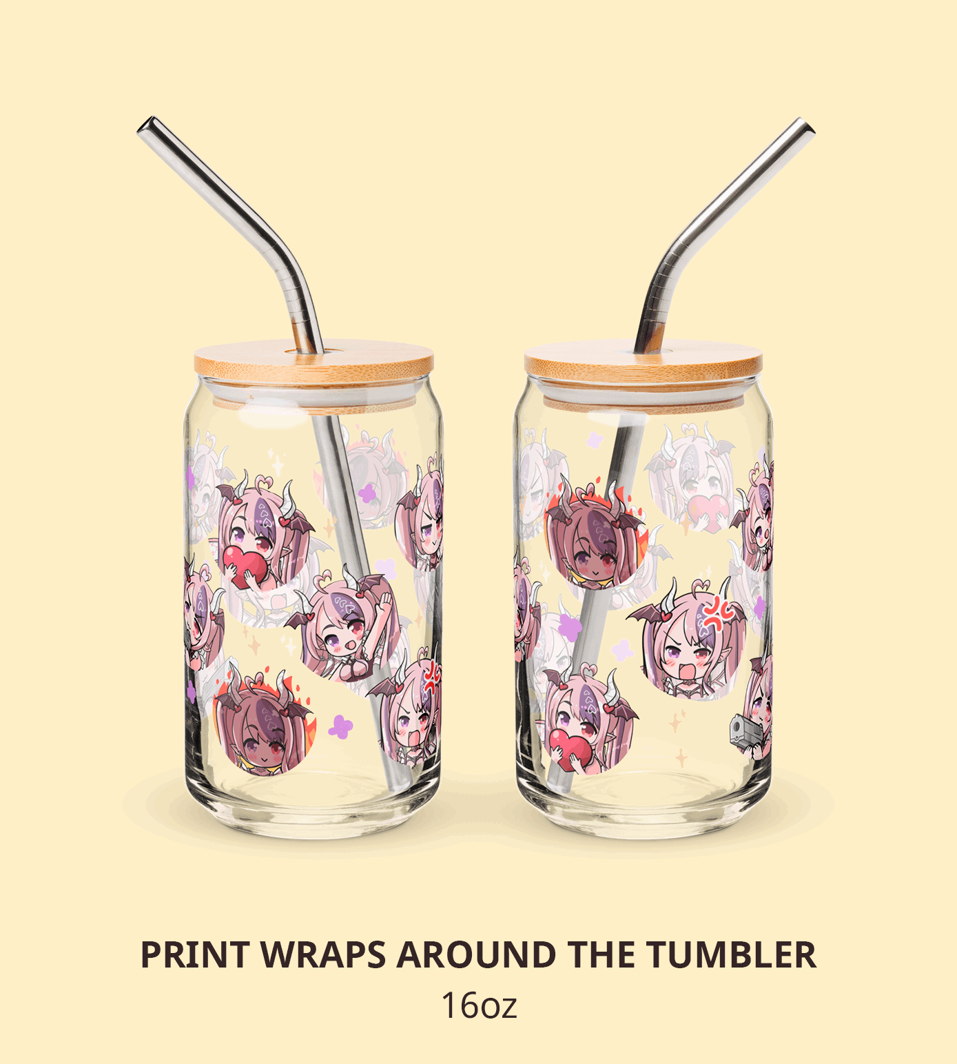 Ironmouse Glass Tumbler With Straw And Lid Vtuber Waifu Cup Beer Can Iced Coffee Glass Ironmouse Cup VShojo Glass Waifu Cup